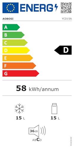 AAOBOSI Nevera Portátil 15 litros, Nevera 12V 24V DC Compresor, con una Capacidad de Cefrigeración de +20℃ a -15℃ para coche, camión, barco y autocaravana