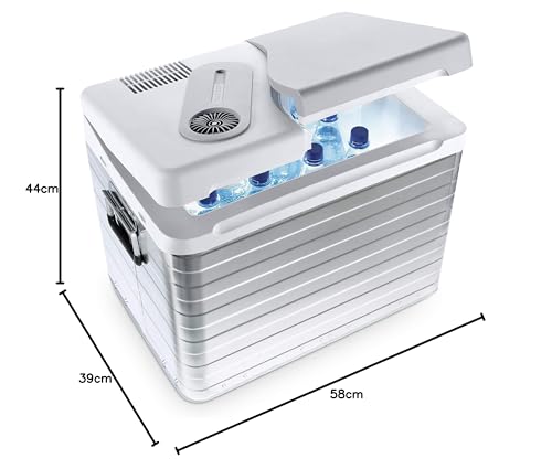 Mobicool Q40 Nevera Eléctrica Portátil, Aluminio, 39 l, mini nevera para coche, camión, barco y autocaravana, 12 y 230 V