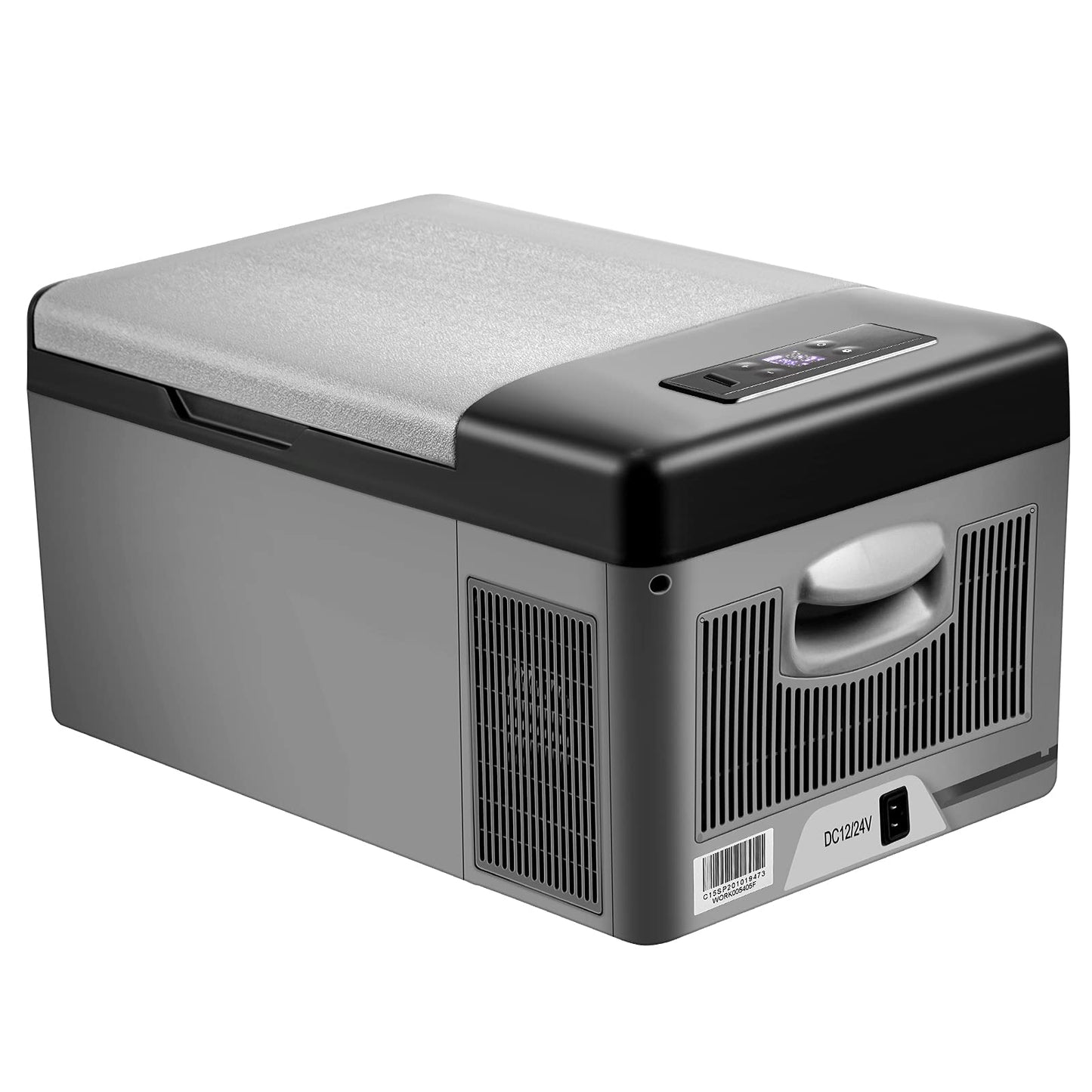 VEVOR Nevera Portátil Eléctrica 15 L 12/24 V Refrigerador Portátil del Automóvil, Nevera de Coche Eléctrica con Batería de Coche de 3 Niveles Modo Dual con Panel de Control LCD Camping, Black