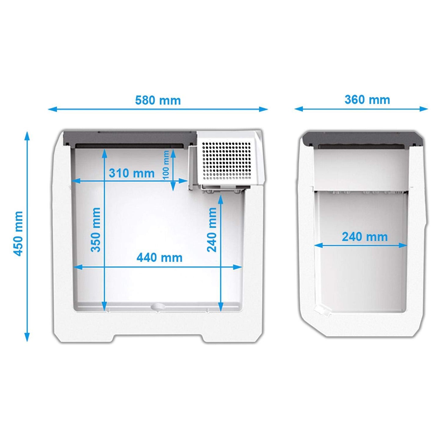 Mobicool FR40 AC/DC - Nevera termoeléctrica portátil, Conexiones 12/24/230 V, 38 litros de Capacidad, clasificación energética A+, Color Azul/Gris