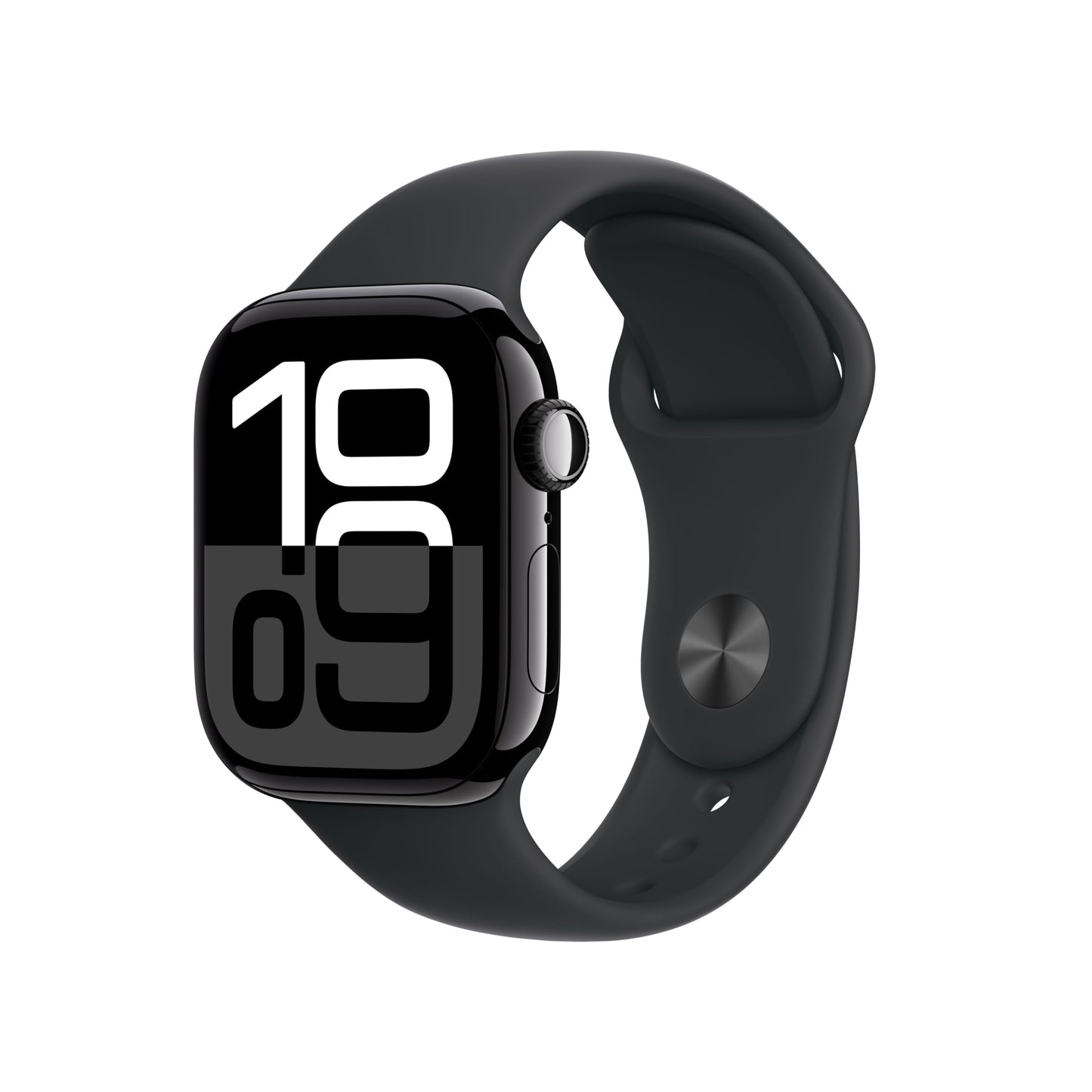 Apple Watch Series 10 GPS Smartwatch con Caja de Aluminio Negro Brillante de 42 mm y Correa Deportiva Negro - Talla M/L. Monitor de entreno, App ECG, Pantalla Retina Siempre Activa
