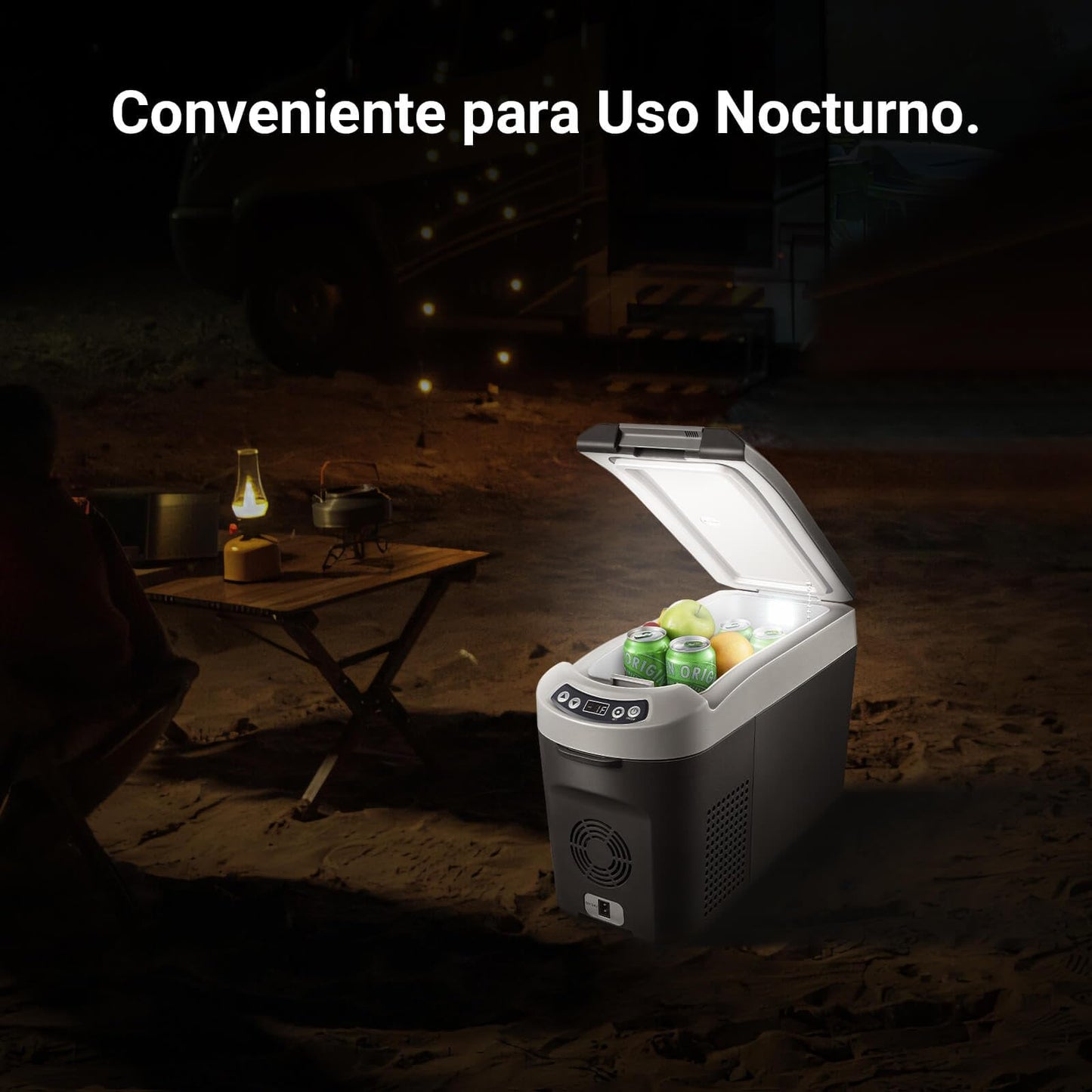AAOBOSI Nevera Portátil 15 litros, Nevera 12V 24V DC Compresor, con una Capacidad de Cefrigeración de +20℃ a -15℃ para coche, camión, barco y autocaravana