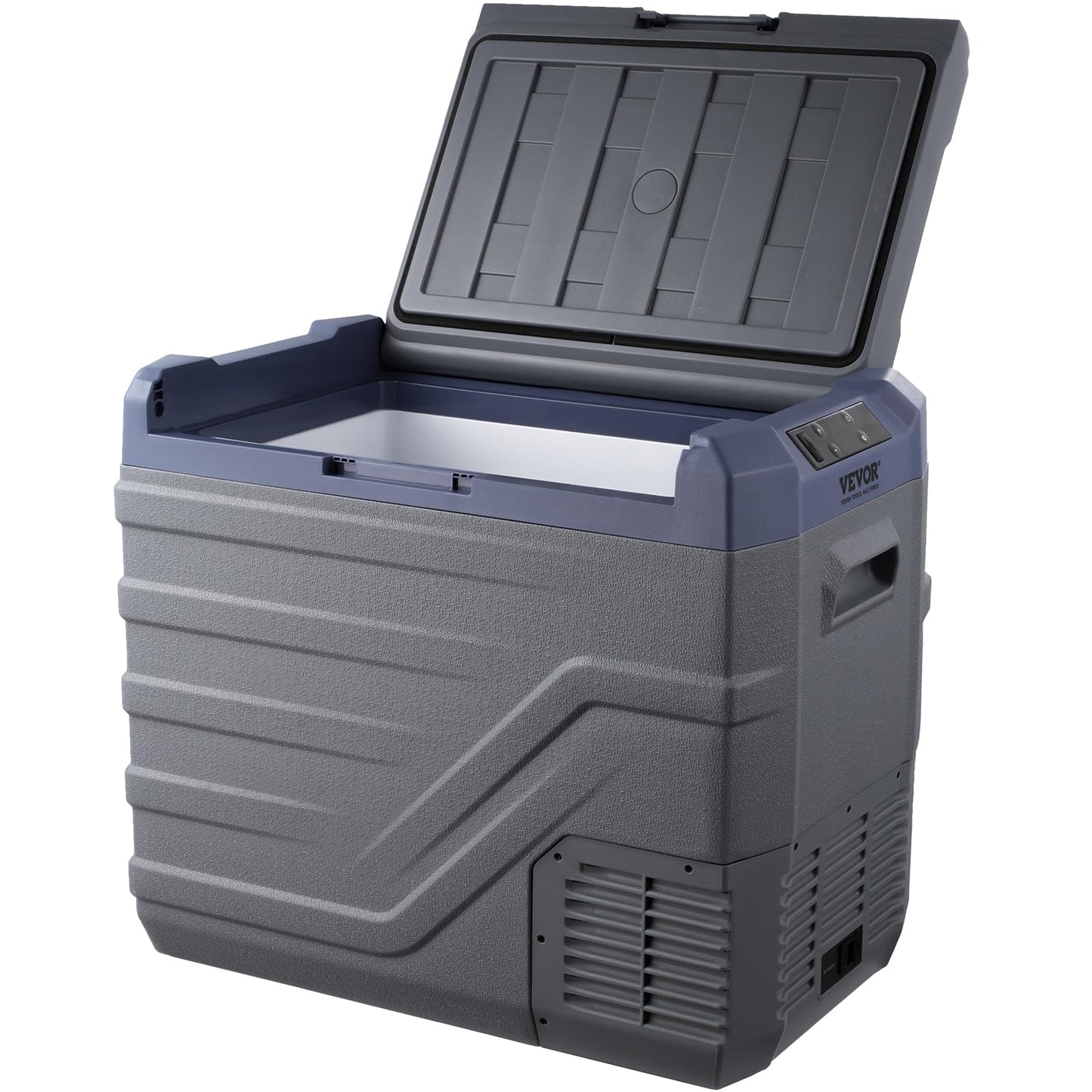 VEVOR Nevera de Compresión Portátil 45 L Mini Nevera para Coche 12/24V CC y 100-240V CA Caja Enfriadora de Zona Única Temperatura Ajustable de -20°C a 20°C para Camión Barco Casa Camping, Gris