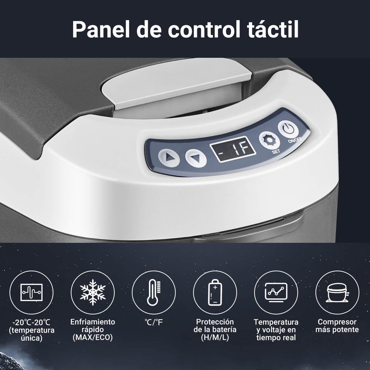AAOBOSI Nevera Portátil 15 litros, Nevera 12V 24V DC Compresor, con una Capacidad de Cefrigeración de +20℃ a -15℃ para coche, camión, barco y autocaravana