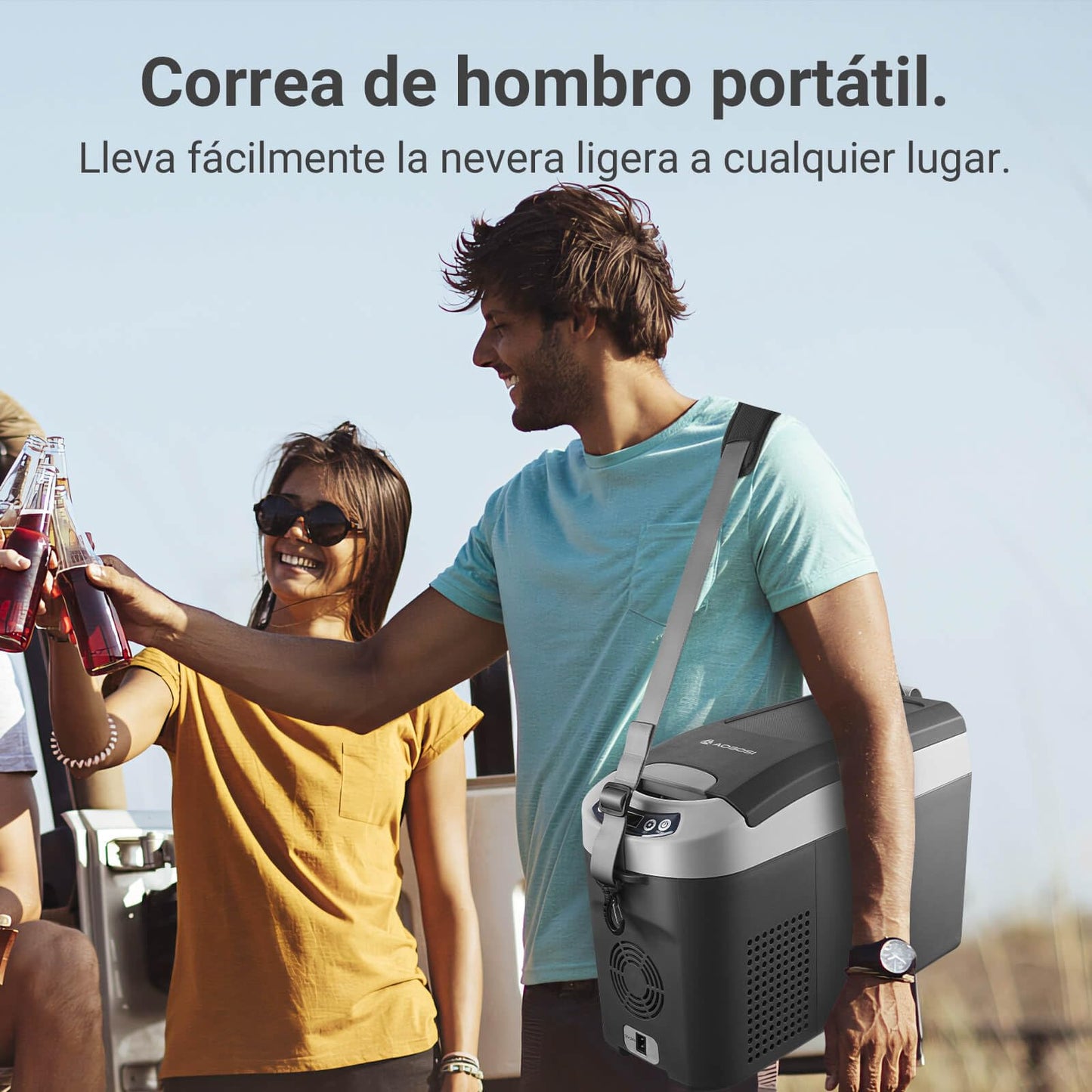 AAOBOSI Nevera Portátil 15 litros, Nevera 12V 24V DC Compresor, con una Capacidad de Cefrigeración de +20℃ a -15℃ para coche, camión, barco y autocaravana
