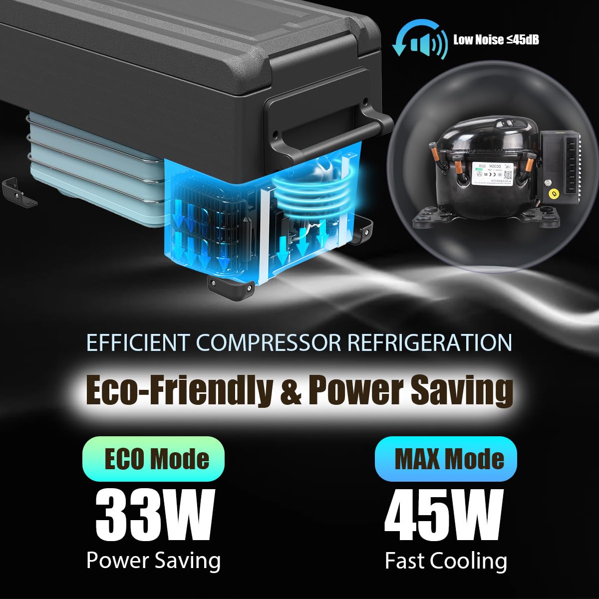 Alpicool NCF45 45L Nevera Portátil Eléctrica Refrigerador de Coche 12V 24V mini frigorífico CA 220v para Hogar, Camping, Viajes, Automóvil, 20ºC a 20ºC