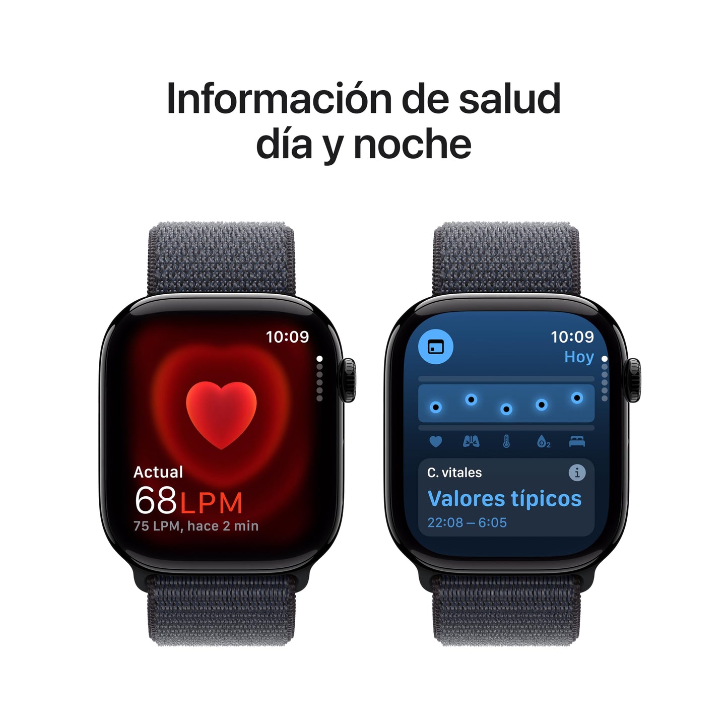 Apple Watch Series 10 GPS Smartwatch con Caja de Aluminio Negro Brillante de 46 mm y Correa Loop Deportiva Tinta - Talla única. Monitor de entreno, Pantalla Retina Siempre Activa y Neutro en Carbono