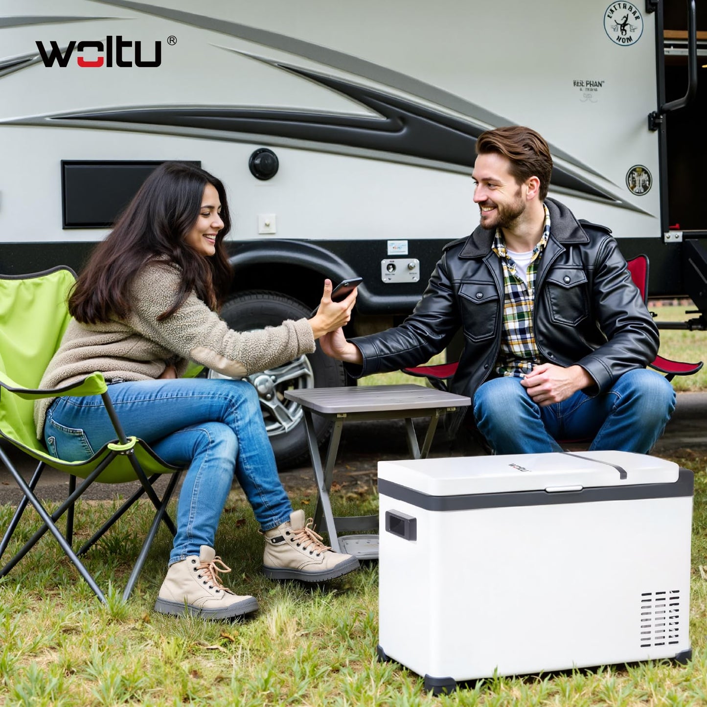WOLTU AC/DC Nevera de Compresor Congelador Portátil Frío Nevera Portátil Nevera para Coche Nevera de Viaje Camping para Barco Camión Conexiones 12V/220V, 30L