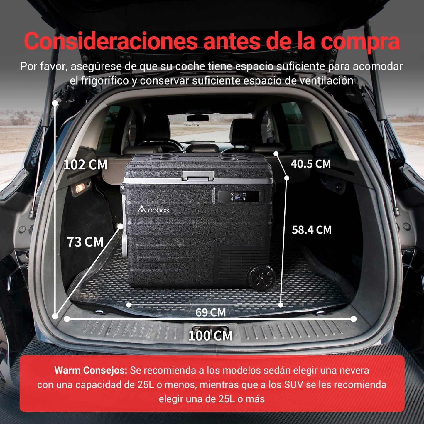 AAOBOSI Nevera Portátil 65 Litros, -20℃ a 20℃ Nevera Portatil Electrica, Nevera Coche 12V/24V DC y 100V a 240V AC, APP Control, Nevera Camping para Hogar, Viajes, Coche, Barco y Autocaravana