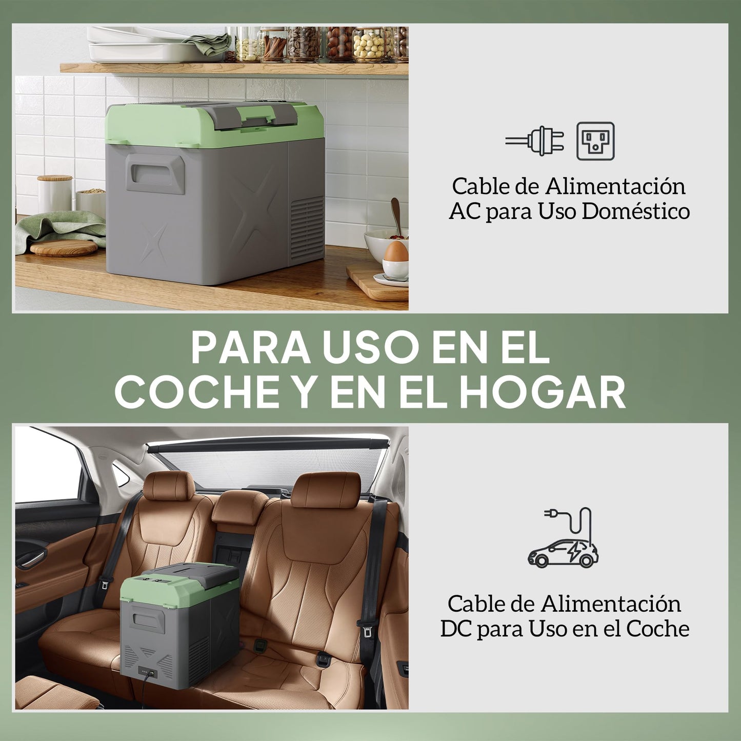 Outsunny Nevera Portátil Eléctrica 24,2L Refrigerador de Coche 12V-220V Mini Frigorífico con Compresor Luz LED Pantalla Digital Modos ECO y MAX de -20℃ a +20 ℃ para Hogar Camping Viajes Automóvil