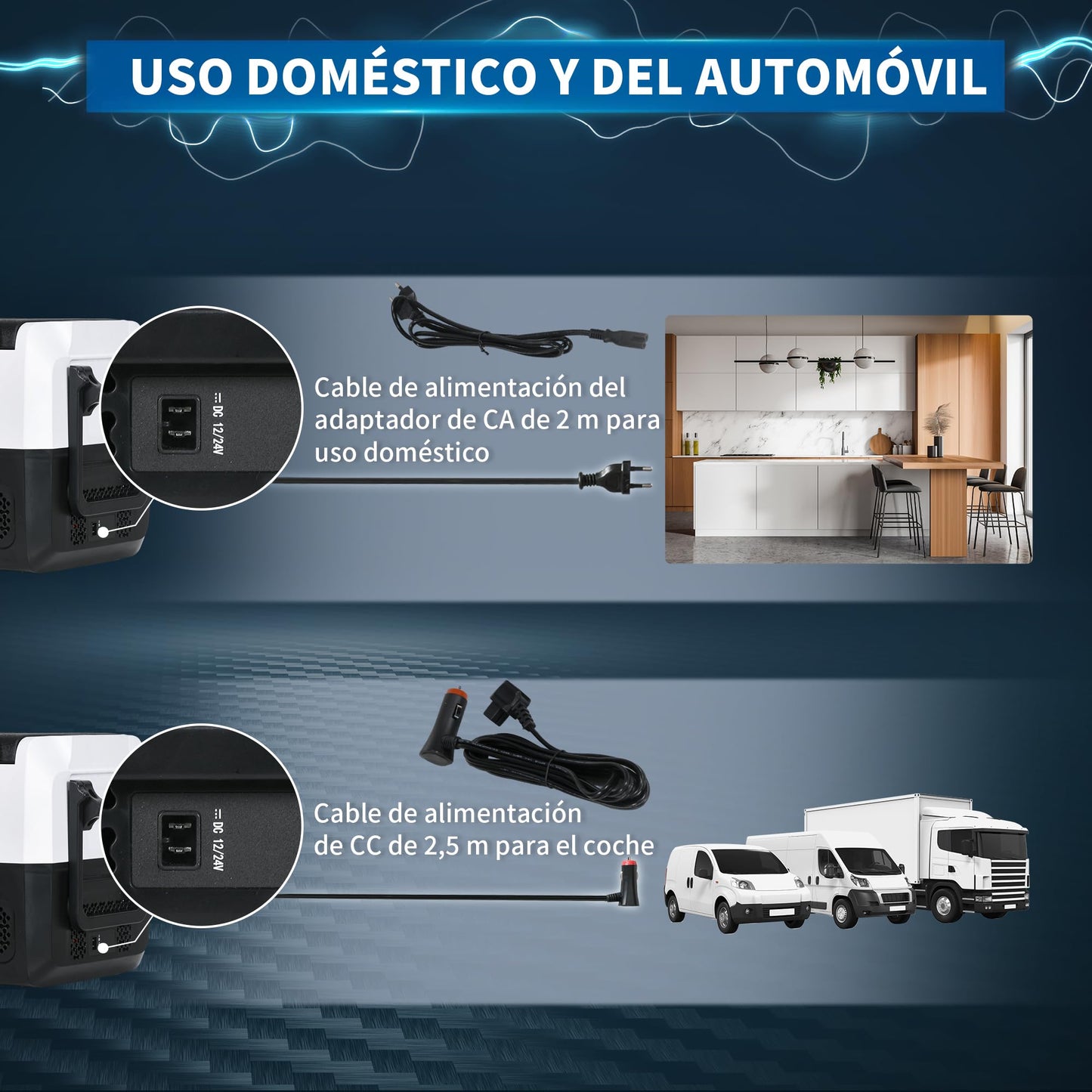 HOMCOM Nevera Compresor Portátil 30,5L Refrigerador de Coche -20℃-20℃ 12 / 24V DC y 100-240V CA con 2 Ruedas Asas y Compartimento Congelador para Camping Viajes 72,6x39x37,3 cm Negro