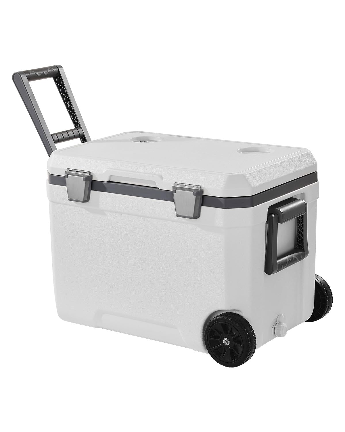 VEVOR Nevera Portátil con Ruedas de 45 Qt con Retención de Hielo con Asas Resistentes y Portavasos Enfriador Portátil Aislado de Material Rígido Liviano Adecuado para Pícnics Familiares, Viajes