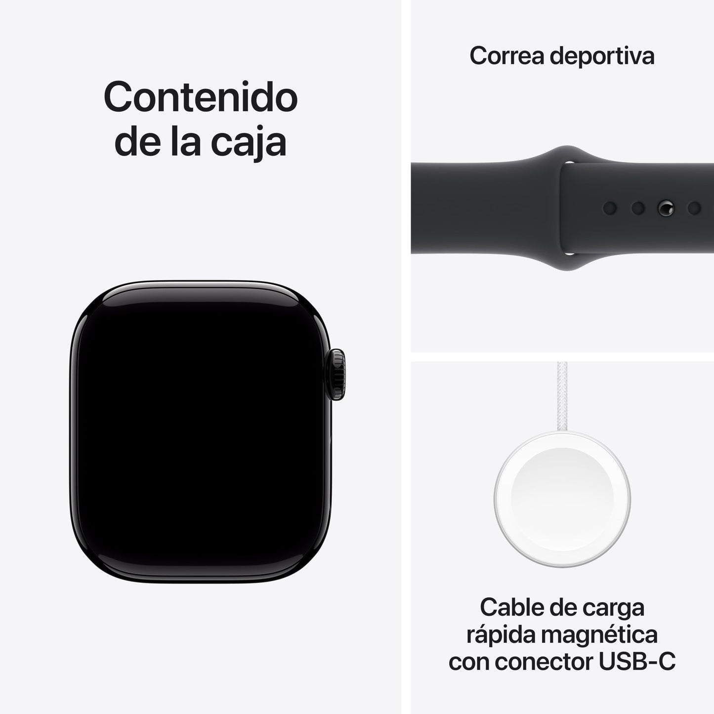 Apple Watch Series 10 GPS Smartwatch con Caja de Aluminio Negro Brillante de 42 mm y Correa Deportiva Negro - Talla M/L. Monitor de entreno, App ECG, Pantalla Retina Siempre Activa