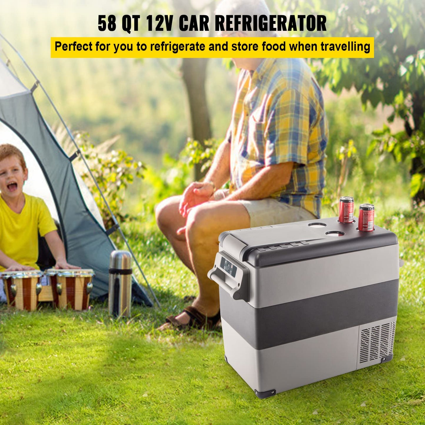 VEVOR Refrigerador para Coche 55 L Mini Caja del Congelador Caja Fresca Frigorífico Coche Nevera -20 a 10 Grados Centígrados para Camping Caravanas Picnics Festivales
