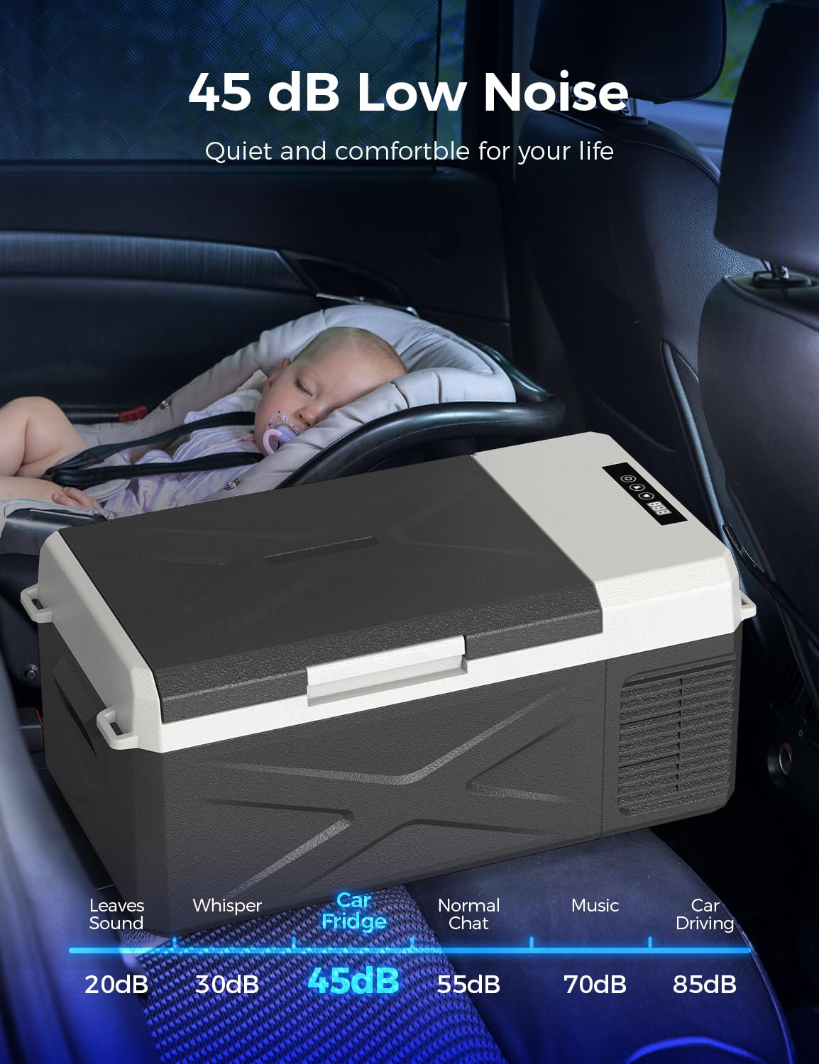 OMISOON 15.6L Nevera Portatil Electrica con Modo ECO, Nevera de Compresor Portátil Eléctrica, Refrigerador de Coche 12/24V DC, -20°C a 20°C para Hogar, Camping, Viajes
