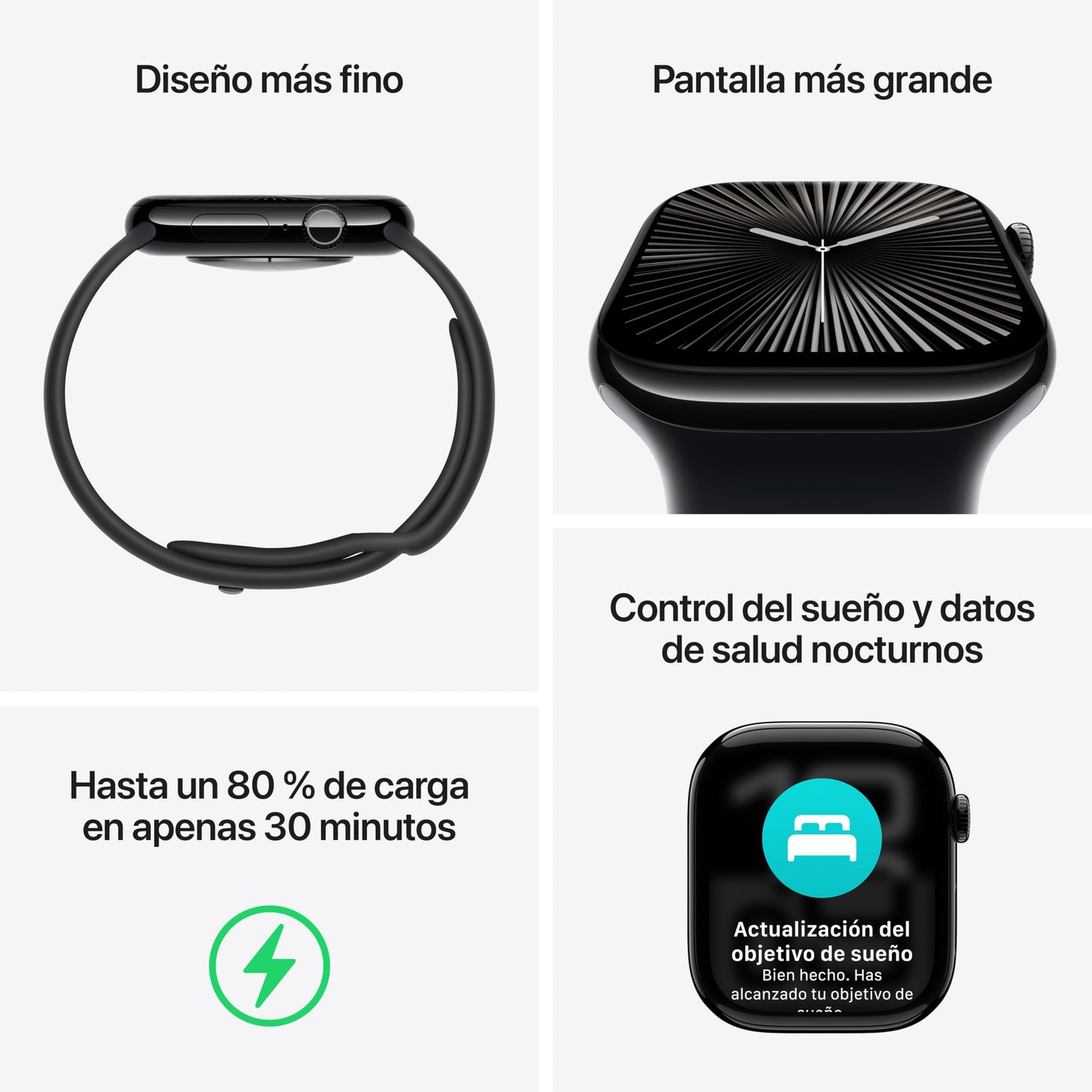 Apple Watch Series 10 GPS Smartwatch con Caja de Aluminio Plata de 46 mm y Correa Loop Deportiva Azul Nube - Talla única. Monitor de entreno, App ECG y Neutro en Carbono