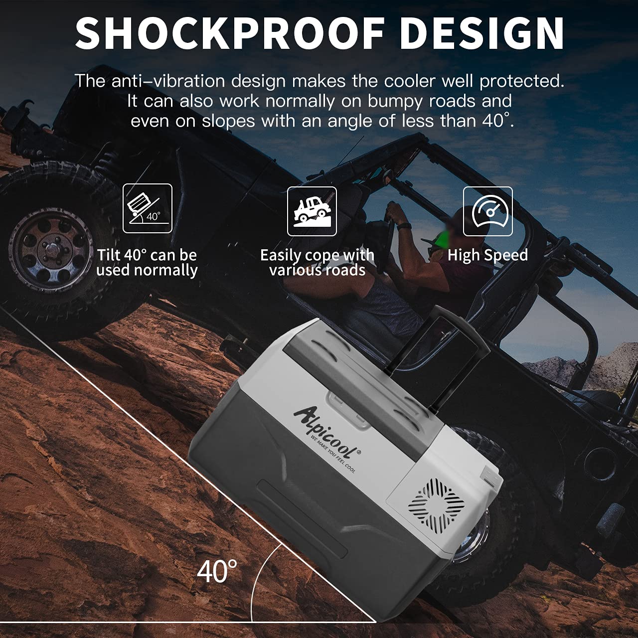 Alpicool CX30 30 litros Nevera portátil 12 V, para coche, camping, camión, barco y enchufe con conexión USB, barra telescópica, rueda