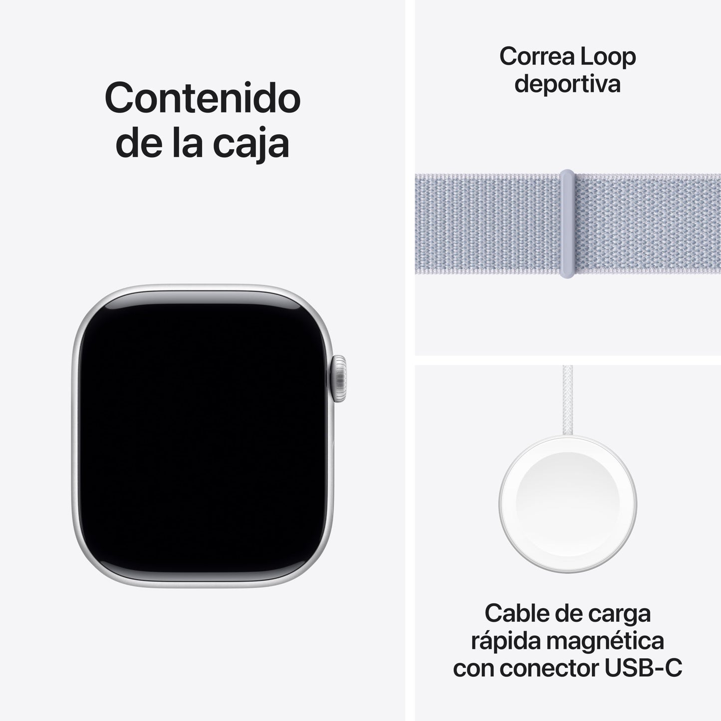 Apple Watch Series 10 GPS Smartwatch con Caja de Aluminio Plata de 46 mm y Correa Loop Deportiva Azul Nube - Talla única. Monitor de entreno, App ECG y Neutro en Carbono
