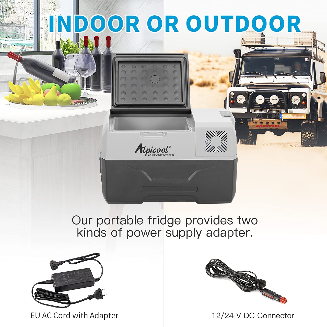 Alpicool CX30 30 litros Nevera portátil 12 V, para coche, camping, camión, barco y enchufe con conexión USB, barra telescópica, rueda