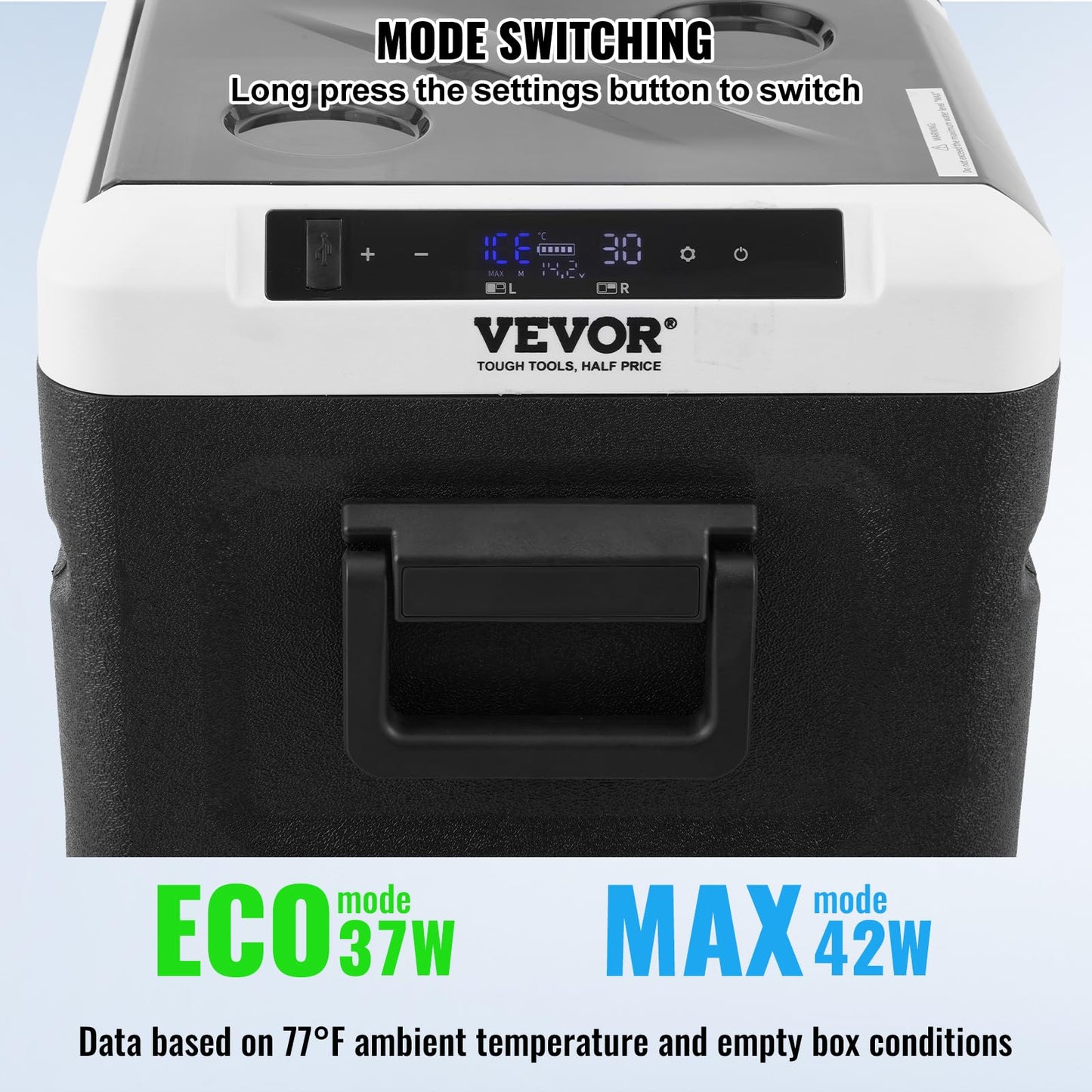 VEVOR Refrigerador Portátil para Automóvil, con Función de Fabricación de Hielo, Doble Zona de 36 L, Temperatura Ajustable de -20~20 ℃, con Compresor para Acampar, Automóvil, 734 x 396 x 544 mm