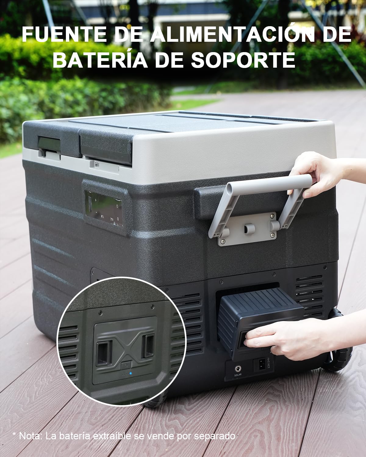 UD45 Nevera Portátil Eléctrica, 40,6L Refrigerador de Coche 12V/24V CC o 100-240V CA, -20ºC a 20ºC Mini Nevera de Coche Para Acampar, Viajar, Camión, Barco, Con Barra de Tracción y Ruedas - Negro