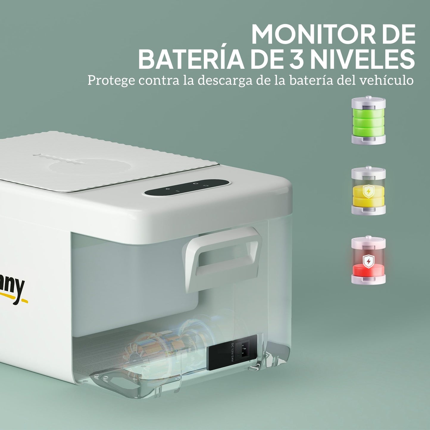 Outsunny Nevera Portátil Eléctrica 16,8L Refrigerador de Coche 12V-220V Mini Frigorífico con Compresor Luz LED Pantalla Digital Modos ECO y MAX de -20℃ a +20 ℃ para Hogar Camping Viajes Automóvil