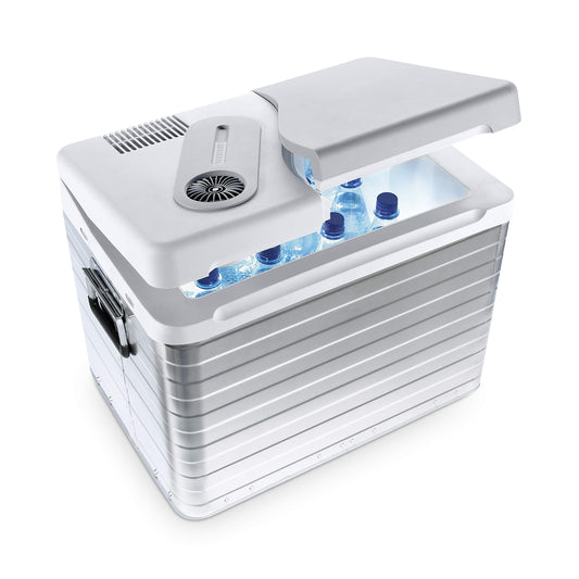 Mobicool Q40 Nevera Eléctrica Portátil, Aluminio, 39 l, mini nevera para coche, camión, barco y autocaravana, 12 y 230 V