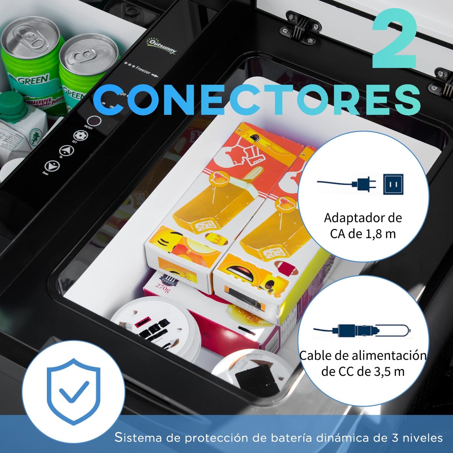 Outsunny Nevera Compresor Portátil 45L Nevera Portátil Eléctrica para Coche Congelador CC 12V/24V hasta -22℃ con Pantalla LED Táctil Asa Retráctil Ruedas para Camping Viajes 63,2x42x50,8 cm Negro