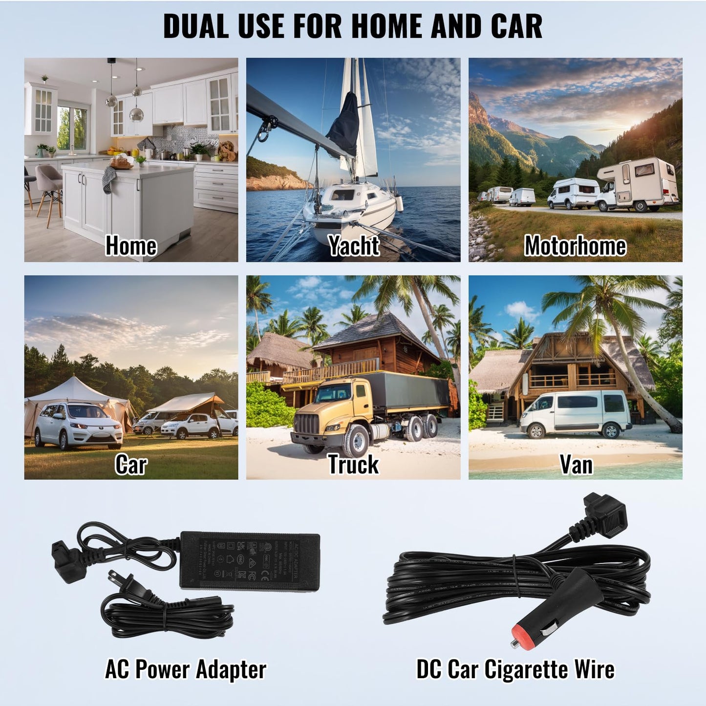VEVOR Nevera de Compresión Portátil 37 L Mini Nevera para Coche 12/24V CC y 100-240V CA Caja Enfriadora de Zona Única Temperatura Ajustable de -20°C a 20°C para Camión Barco Casa 618 x 376 x 442 mm