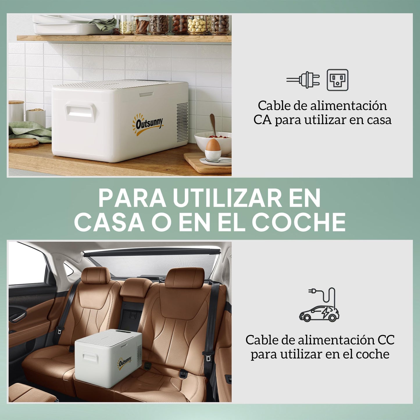 Outsunny Nevera Portátil Eléctrica 16,8L Refrigerador de Coche 12V-220V Mini Frigorífico con Compresor Luz LED Pantalla Digital Modos ECO y MAX de -20℃ a +20 ℃ para Hogar Camping Viajes Automóvil