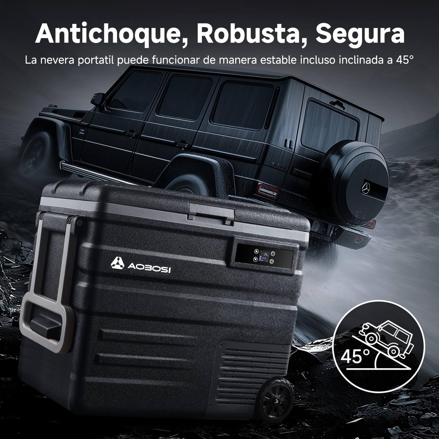 AAOBOSI Nevera Portátil 65 Litros, -20℃ a 20℃ Nevera Portatil Electrica, Nevera Coche 12V/24V DC y 100V a 240V AC, APP Control, Nevera Camping para Hogar, Viajes, Coche, Barco y Autocaravana